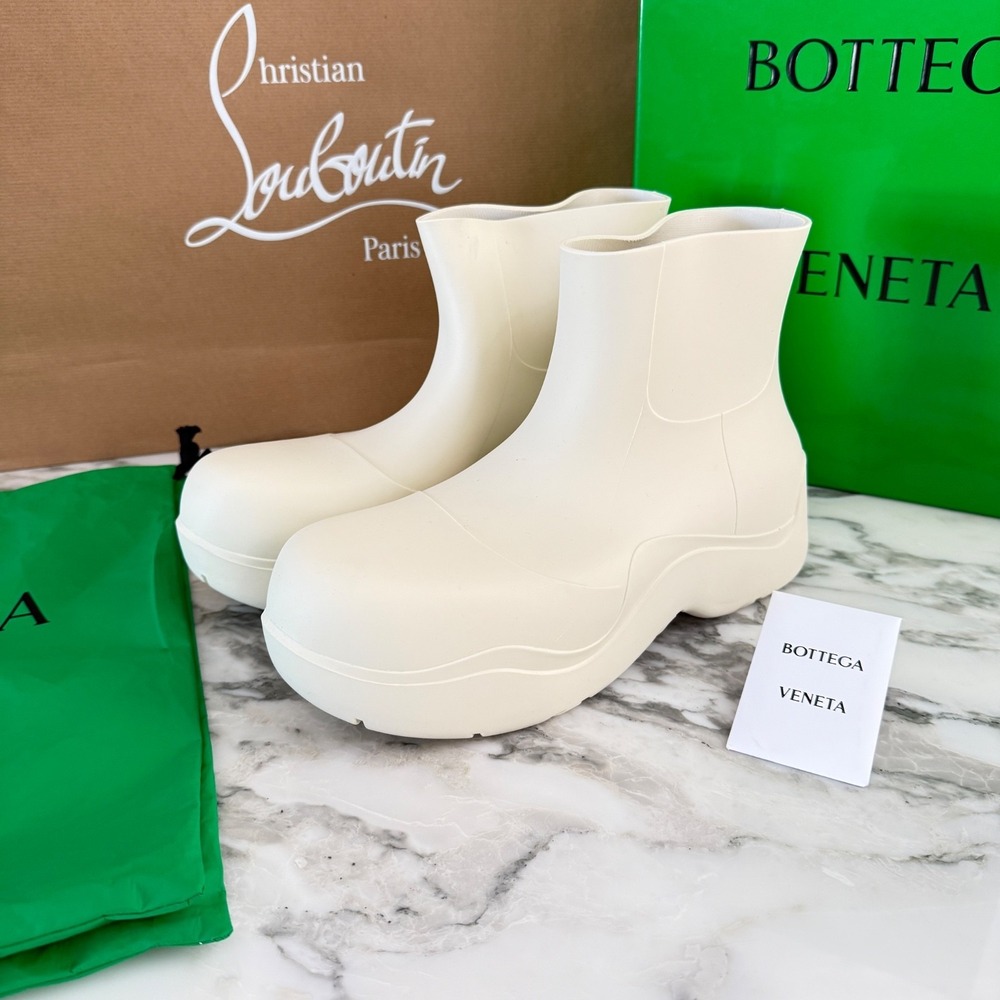 Bottega Veneta 640043 Men's White Puddle Ankle Boots, sz 46